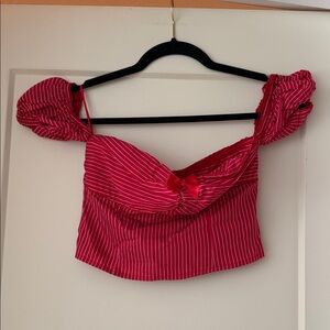 Revolve Stylish Red Striped Women's Top